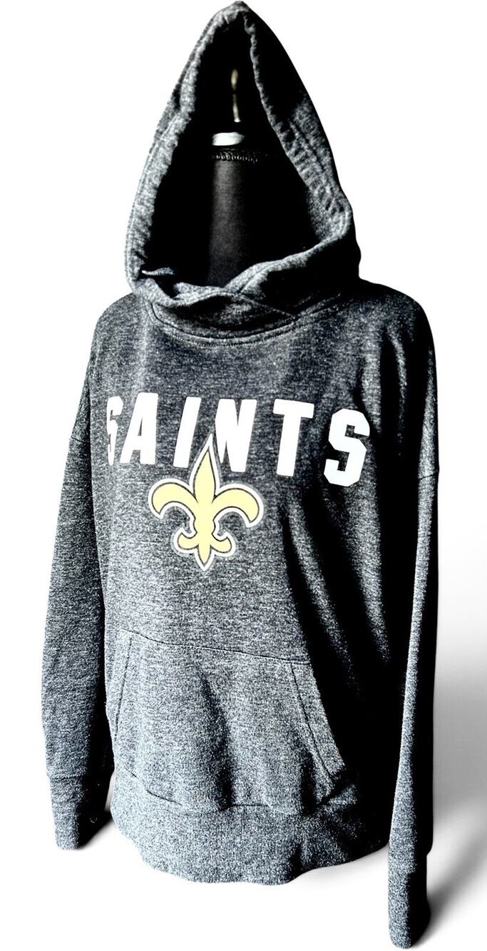 NFL Team Apparel New Orleans Saints Womens Medium Hoodie Gray Fleur-de-lis GUC